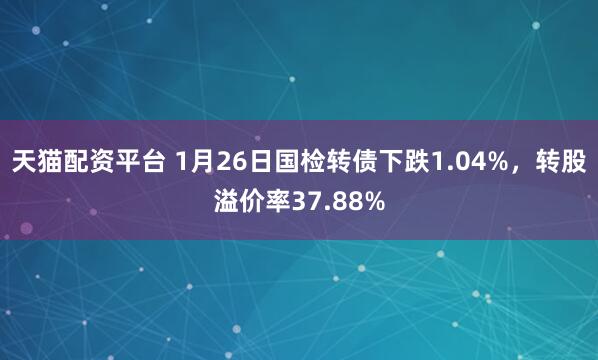天猫配资平台 1月26日国检转债下跌1.04%，转股溢价率37.88%
